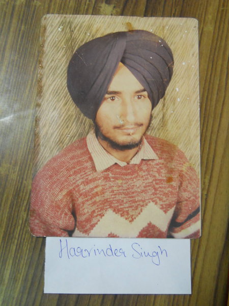 Photo of Harvinder Singh, victim of extrajudicial execution on April 26, 1991, in Jandiala, by Central Reserve Police Force