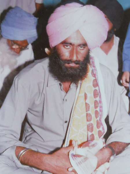 Photo of Gurmej Singh, victim of extrajudicial execution on December 26, 1991, in Amritsar B.R. Model School Interrogation Center, by Punjab Police