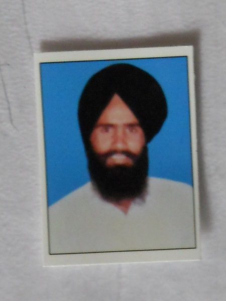 Photo of Inderjeet Singh, victim of extrajudicial execution on September 26, 1991, in Chheharta Sahib, by Punjab Police