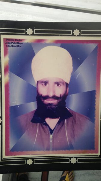 Photo of Jagtar Singh, victim of extrajudicial execution on July 29, 1992, in Valtoha,  by Punjab Police; Central Reserve Police Force, in Valtoha, by Punjab Police; Central Reserve Police Force; Black cat
