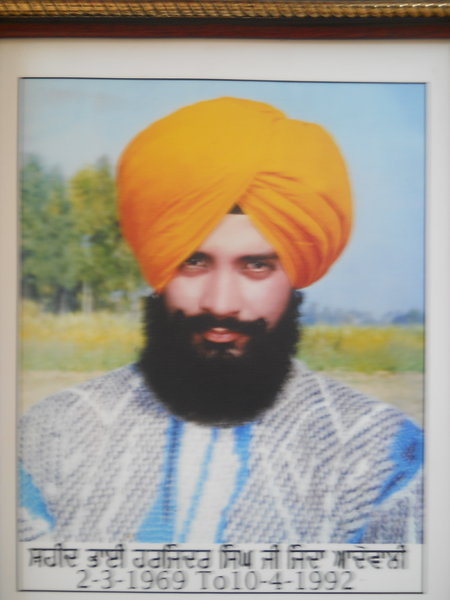 Photo of Harjinder Singh, victim of extrajudicial execution on April 10, 1992, in Batala, Kahnuwan, Gurdaspur,  by Punjab Police; Central Reserve Police Force, in Rangar Nangal, Kahnuwan, Gurdaspur, by Punjab Police