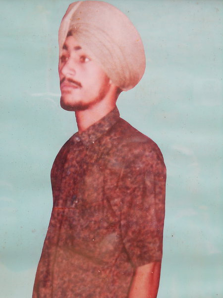 Photo of Harbhej Singh, victim of extrajudicial execution on April 23, 1992, in Kathu Nangal, Majitha, Mehta, by Punjab Police