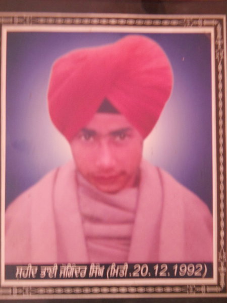 Photo of Joginder Singh, victim of extrajudicial execution on December 20, 1992, in Qila Lal Singh, by Punjab Police