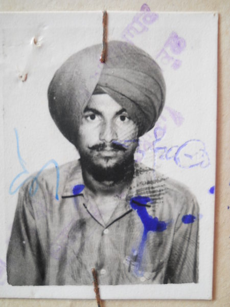 Photo of Kuldeep Singh, victim of extrajudicial execution between February 11, 1992 and July 11,  1992, in Jagraon, by Punjab Police