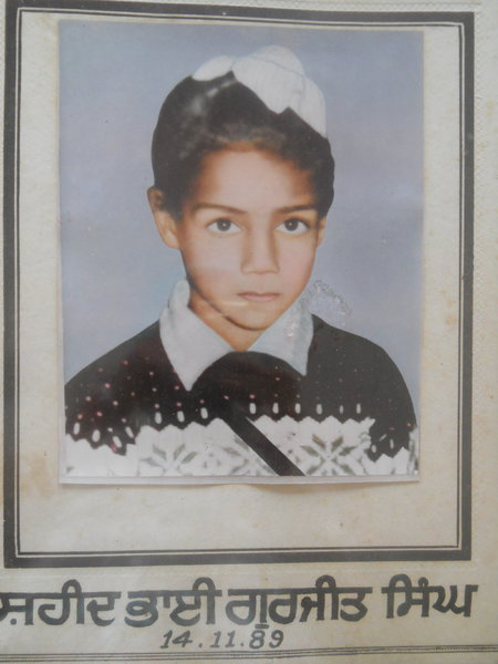 Photo of Gurjit Singh, victim of extrajudicial execution on November 14, 1989, in Bhagha Purana, by Punjab Police; Central Reserve Police Force
